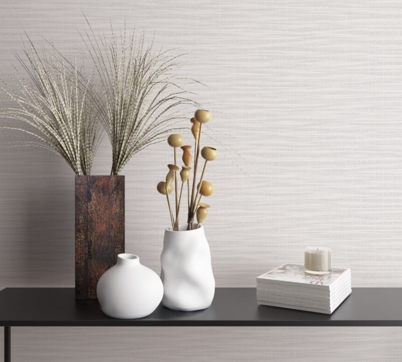Behang met natuurlijk streepeffect wit grijs