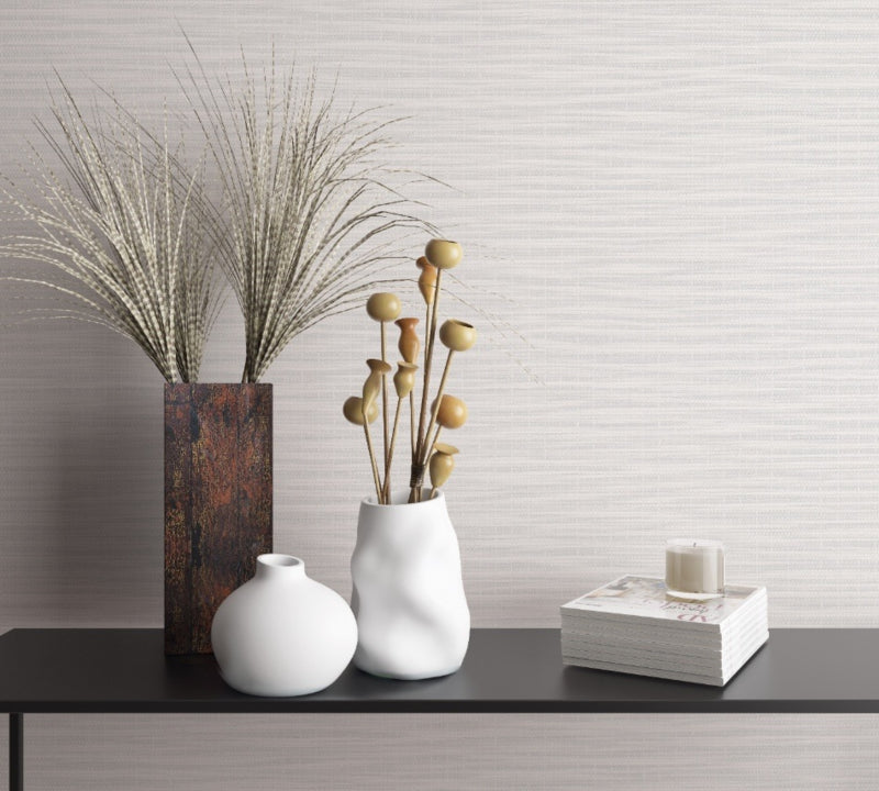 Behang met natuurlijk streepeffect wit grijs