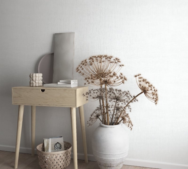 Behang met linnen look wit grijs
